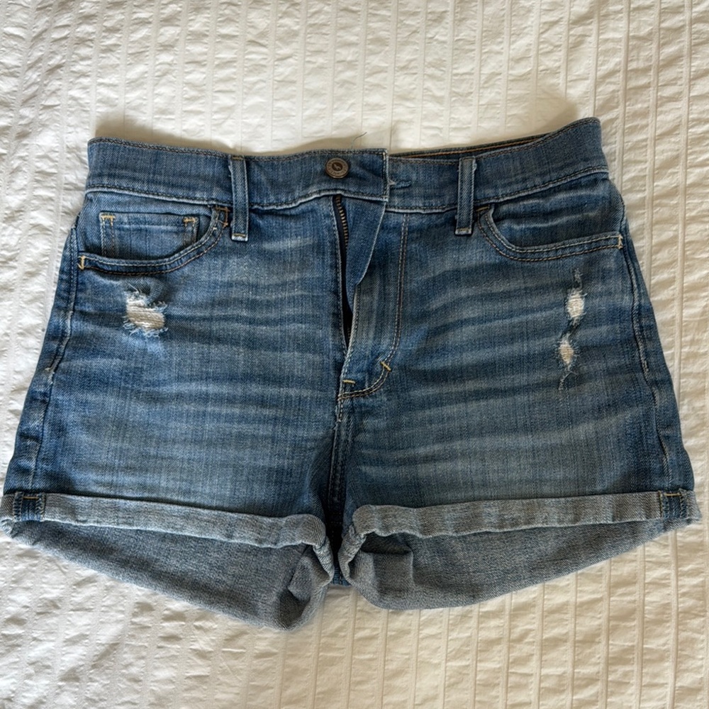 Hollister Blue Jean Shorts High-Waisted Distressed